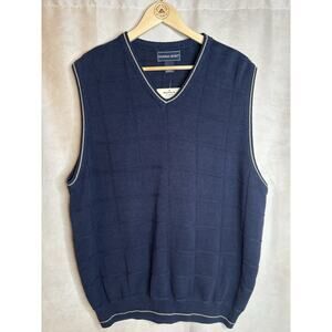 Fairway Sport Men’s V-Neck Sweater Vest Navy Cotton Knit XL NWT Classic